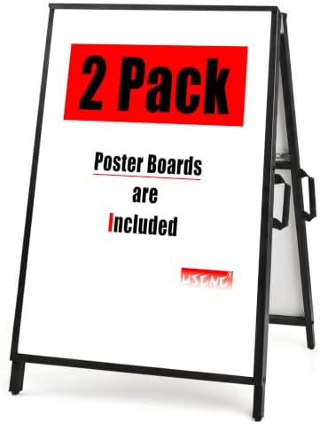 USCNC A Frame Sidewalk Sign 24x36 inches Sandwich Board Signs Outdoor Heavy Duty Double-Sided,including 2 Corrugated Boards 2 Anti-Glare for Business Indoor Outdoor (1PACK)