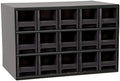 Akro-Mils Steel Garage Storage Cabinet, Small Parts Organizer Metal Cabinet for Hardware, Nails, Screws, Bolts, Nuts, and More, 17" W x 11" D x 11" H, 15-Drawer, Gray Cabinet/Black Drawers (19715)