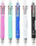 Baile 6 in 1 Multifunctional Ballpoint Pens 5 Colors 0.7 mm Ballpoint Pen and 0.5 mm Mechanical Pencil in One Pen, Pack of 5