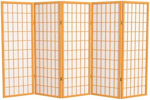 4 ft. Short Window Pane Shoji Screen - Honey - 5 Panels