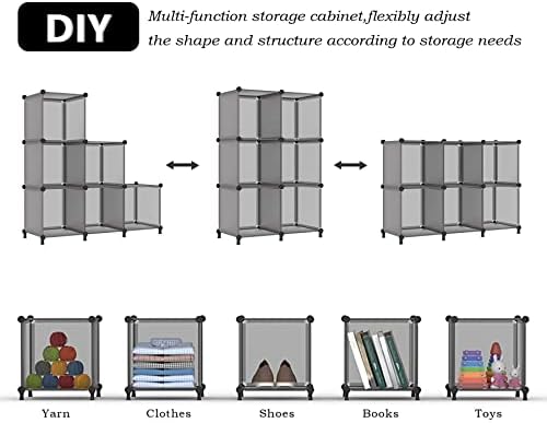 AWTATOS Cube Storage Organizer, Closet Organizers, 6 Cube Shelf, Grey