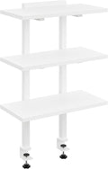 MAHANCRIS Clamp On Desk Organizer, 3-Tier Desktop Bookshelf, Adjustable Desk Storage Shelf, Metal Frame, for Office, Study and Game Room, White DSWT3601