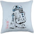 Star Wars R2-D2 Japan Sumi-e Ink Wash Painting Style Throw Pillow