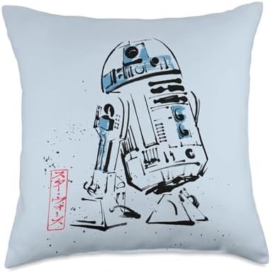 Star Wars R2-D2 Japan Sumi-e Ink Wash Painting Style Throw Pillow