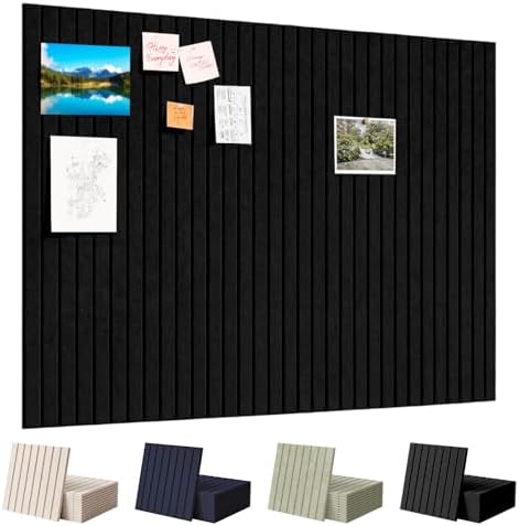 Large Felt Bulletin Board with Self-Adhesive | 12 Pack 48"x36" Cork Board Alternative | Notice Boards with 35 Pushpins, Secure and Easy to Install, Home Office Decor Classroom Decor - Black