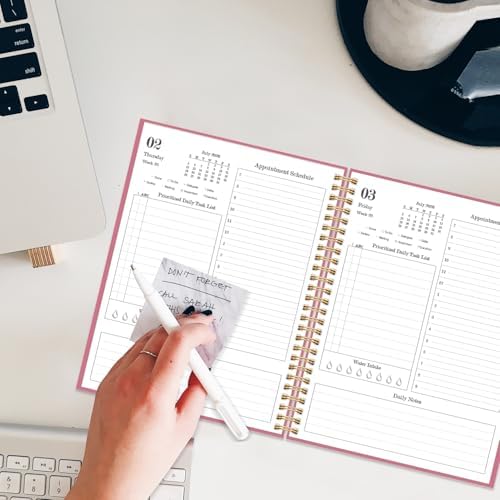 Daily Planner 2026-2027 - July 2026 to June 2027, 7" x 10", Pink