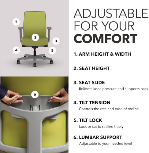 HON Ignition 2.0 Low Back Task Chair, Spectrum Mesh, Advanced Synchro-Tilt Control, Office Chair with Lumbar Support, Height and Width Adjustable Arms, Titanium Frame, Pear