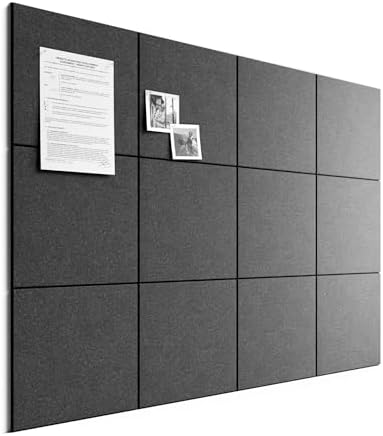 Bumusty 48"x 36" Large Felt Bulletin Board Tiles, Charcoal Gray