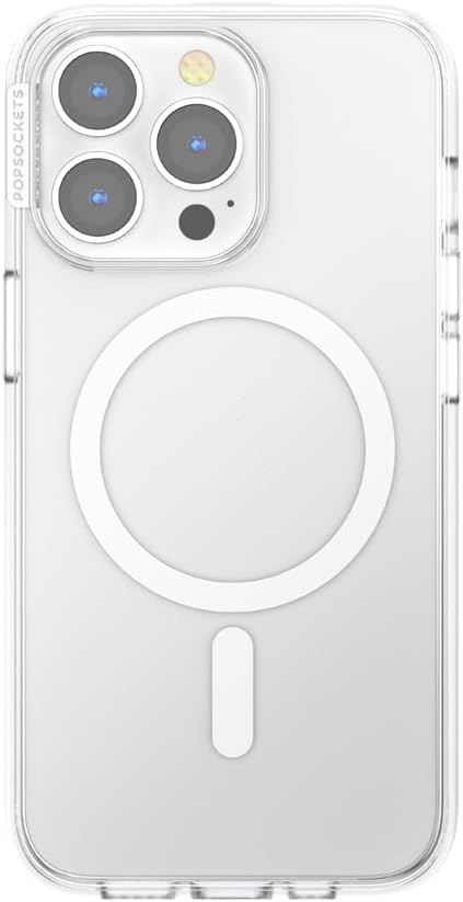 PopSockets iPhone 13 Pro Phone Case with MagSafe- Clear | Magnetic, Wireless Charging, Camera & Drop Protection, Clear, Translucent, iPad, Removable, Popper