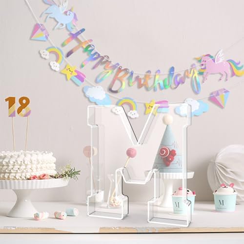 13.8" Acrylic Letter Charcuterie Tray,Fillable Alphabet Box (Letter M)