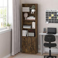 Furinno Jensen 6-Tier Farmhouse Style Book Shelf with Doors, Amber Oak