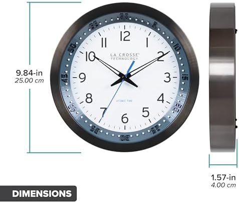 La Crosse Technology Atomic Wall Clock, Metal, 10" (404-54667)