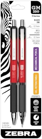 Zebra Pen STEEL G-350 & M-350 Pen & Mechanical Pencil Set, Red Barrel, 2-Pk