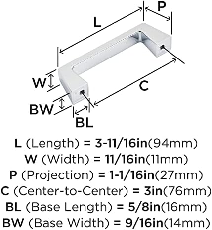Amerock | Cabinet Pull | Polished Chrome | 3 inch (76 mm) Center to Center | Blackrock | 2 Pack | Drawer Pull | Drawer Handle | Cabinet Hardware