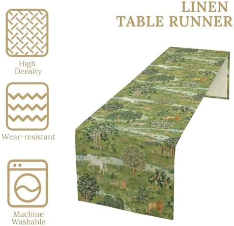 William Morris Floral Table Runner, Vintage Flowers Blue Botanical Printed Table Runner for Home Kitchen Dining Table Decoration,13x36 Inch