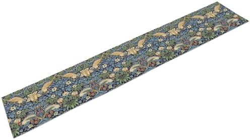 William Morris Floral Table Runner, Vintage Flowers Botanical Printed Table Runner for Home Kitchen Dining Table Decoration,13x120 Inch Strawberry Thief