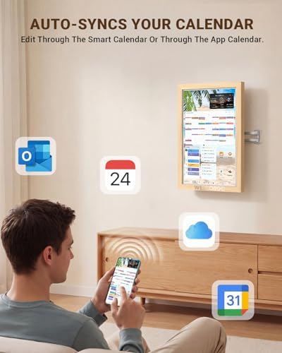 Digital Calendar 2026, 15.6-inch Electronic Calendar for Wall, Touch Screen Smart Digital Planner with Kids' Chores Chart/Meal Plan/Streaming Services/Photo Display, Remote Control Supported