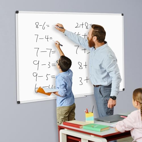 XBoard Porcelain Magnetic Dry Erase Board 48 x 36 Inch, Porcelain Whiteboard Aluminium Frame & Marker Tray