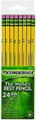 Ticonderoga #2 Pencils, Wood-Cased, 6 24-Count Hang-Tab Boxes, Total 144 Pencils, Yellow (13924) (13924N)