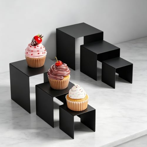 Display Stand & Risers, 6 Pcs Set Metal Rectangular Cupcake Stands