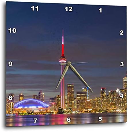 3dRose Wall Clock Silent - 10 inch - City Skyline at Dusk. Toronto, Ontario, Canada - Cityscapes