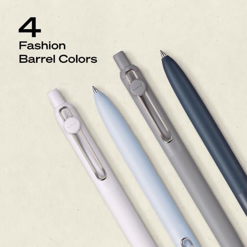 uniball™ Zento Gel Pens, Black Ink, 0.7mm Medium Point, Retractable, 4 Count, Smooth Writing, Quick-Drying, No Smear, No Bleed, Zen Barrel Colors