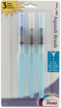 Pentel Arts Aquash Water Brush Assorted Tips, Pack of 3 (FRHBFMBP3)
