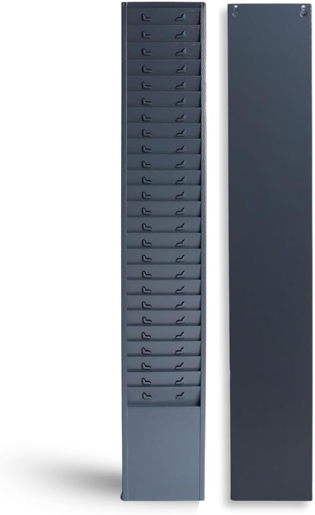 25-Slot Metal Wall Organizer Employee Time Card Rack, Fits 3.5-4.5in Cards