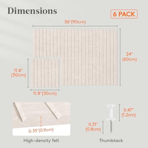 Lifewit Large Felt Bulletin Board with Self-Adhesive 36" x 24"- 6 Pack