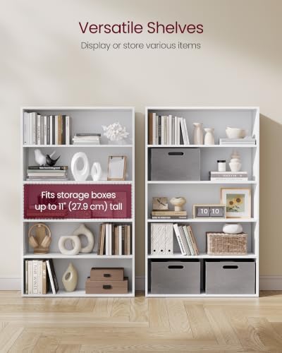 VASAGLE 5-Tier Bookshelf, Storage Organizer, 9.4 x 31.5 x 52.5 Inches