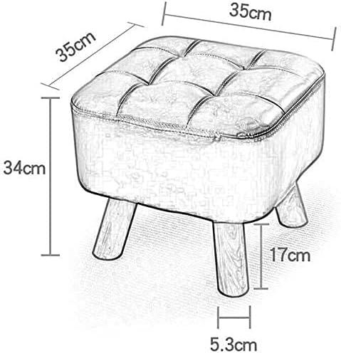 Folding Storage Footstool Stool Small Seat Solid Colour Stool Imitation Leather Stool Shoe Bench Fashion Sofa Stool Dressing Solid Wood Stool 35 35 34 cm (Colour: Black on (Dark Brown)