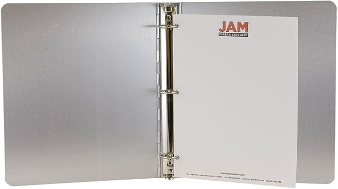JAM PAPER Aluminium 1 inch Binders - Silver 3 Ring Aluminum Binder - Sold Individually