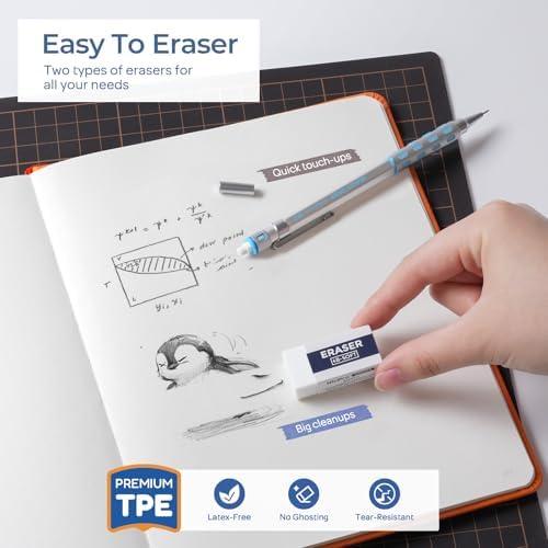 Nicpro Blocky Gear 0.5 mm & 0.7 mm Mechanical Pencils Set in Case