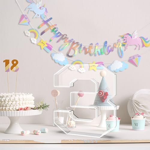 13.8" Acrylic Number Charcuterie Tray, Fillable Charcuterie Box (Number 3)