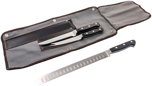 Oklahoma Joe’s Blacksmith 3‑Piece BBQ Knife Set – Full‑Tang Meat Knives with Riveted Handles & Storage Roll