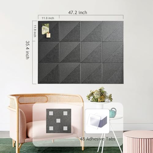 48" x 36" Large Cork Board Alternative&Felt Bulletin Board, Dark Gray