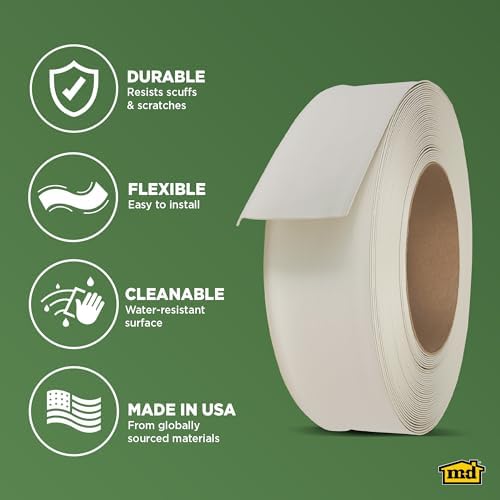 MD Building Vinyl Wall Base, Almond, 4in x 120ft, Dry Back, 0.08in