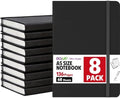 8 Pack Lined Journal Notebook for Work, A5 Hardcover (5.5" x 8.3"), Black 136 Pages Medium College Ruled Notebook Bulk, for Writing, Note Taking, Business Work School Home