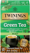Twinings Green Tea with Mint, Caffeinated Tea Bags, 20 CT Box (1 Pack)