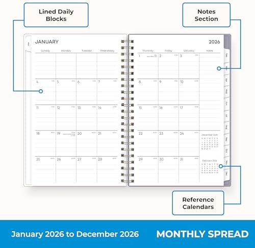 Blue Sky 2026 Weekly & Monthly Planner Calendar, 5"x8", Tula