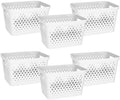 Glad Plastic Storage Basket Set, Value Pack of 6 | Open Storage Bins for Shelves, Bathroom, Pantry, Closet | Nesting Organizer Boxes with Handles, 4 Gallon, White