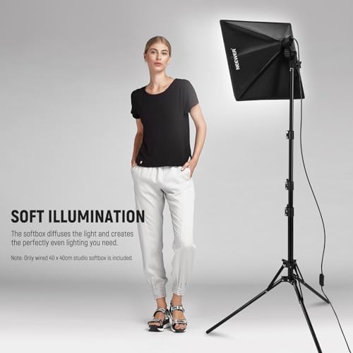 NEEWER 16x16in/40x40cm Softbox with E26 Porcelain Socket/Power Cord/White Diffuser/Stand Adapter, Durable Nylon Softbox Lighting Modifier for Studio Photography Lighting, SF4040 (US Plug)