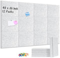 DOLLAR BOSS Felt Cork Board Tiles 48"x36" Bulletin Board, 12 Pcs Light Grey