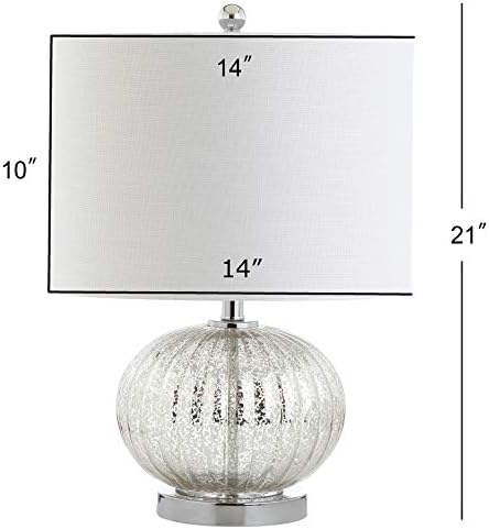 JONATHAN Y Judith Table Lamp Ribbed Glass 21", Mercury Silver/White