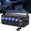 Nilight 5 Gang Rocker Switch Box Toggle w/Voltmeter PD Type C & USB Socket