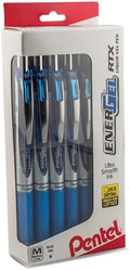 Pentel EnerGel RTX RT Liquid Gel Pen, Med, Metal Tip, (0.7mm), Blue Ink, Box of 12 (BL77PC12C1)