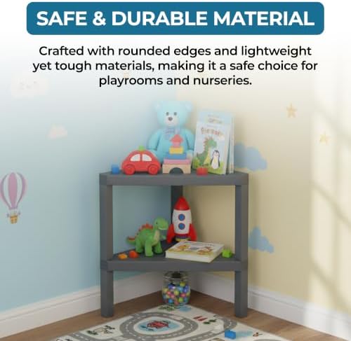 Honey-Can-Do Grey 2-Tier Corner Shelf