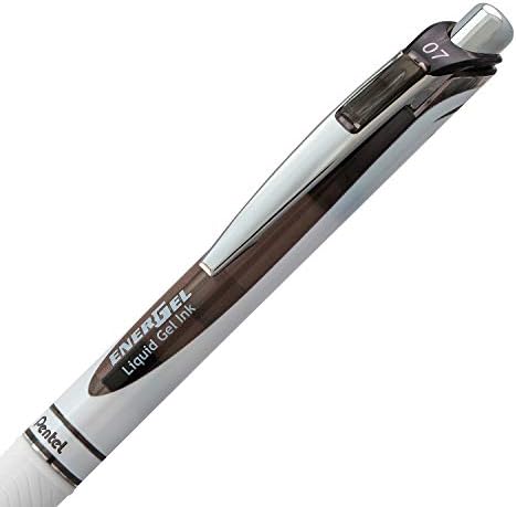 Pentel EnerGel Pearl Retractable Liquid Gel Pen, 0.7mm Black/Blue/Violet Ink, 12 Pack (BL77W12C)