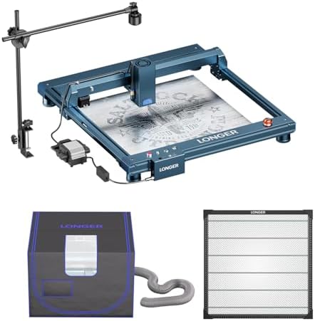 Longer B1 20W Laser Cutter with Air Assist, with Camera Kit, Auto Positioning & Capture, 19.7"x 19.7" Honeycomb Bed, and Enclosure with Vent, Working Speed Up to 600MM/S