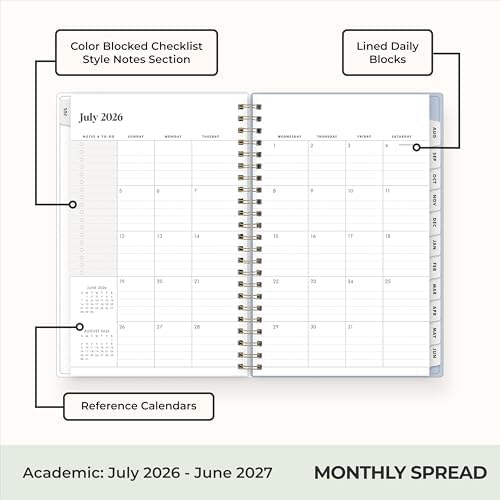 Blue Sky 2026-2027 Weekly & Monthly Academic Planner, 5"x8", Stratford
